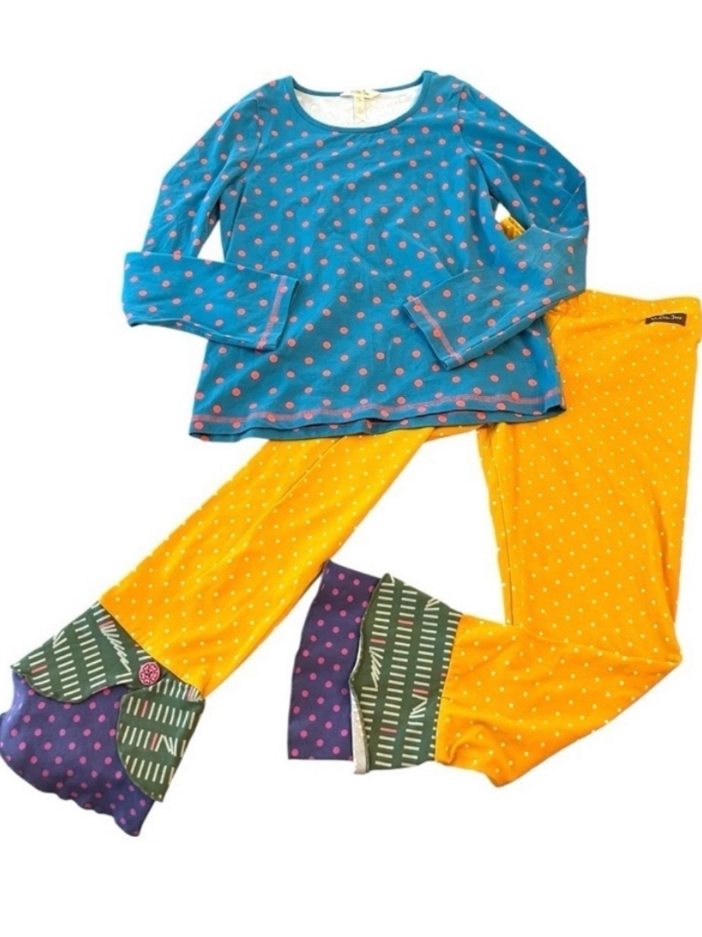 Matilda Jane Set Yourself Scrappy Polka Dot Shirt and Pants Outfit Set Sz 14